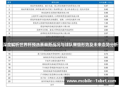 深度解析世界杯预选赛最新战况与球队晋级形势及未来走势分析 深度解析世界杯预选赛最新战况与球队晋级形势及未来走势分析